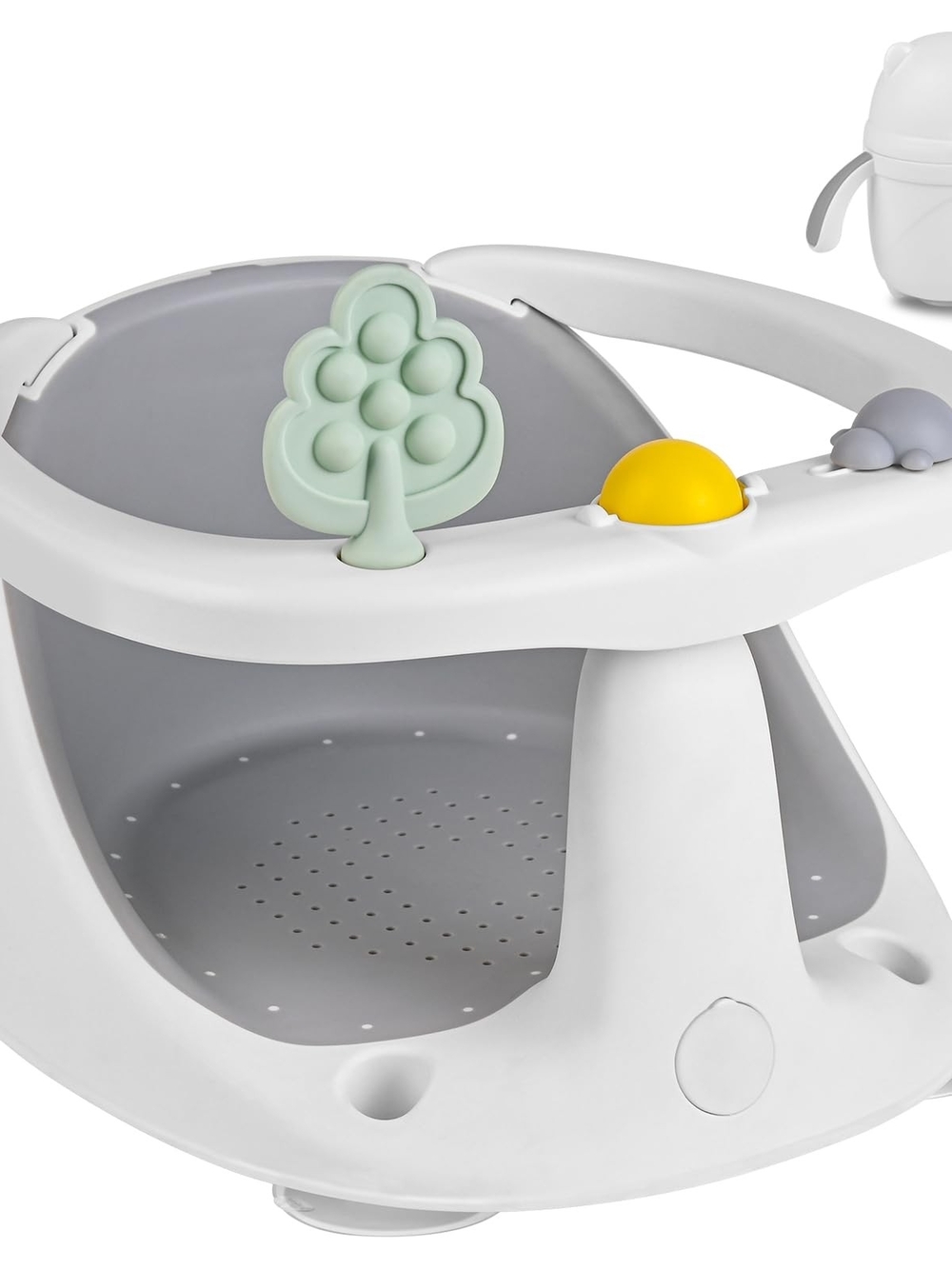 Baby Bath Seat with Play Toys - Gray & White
